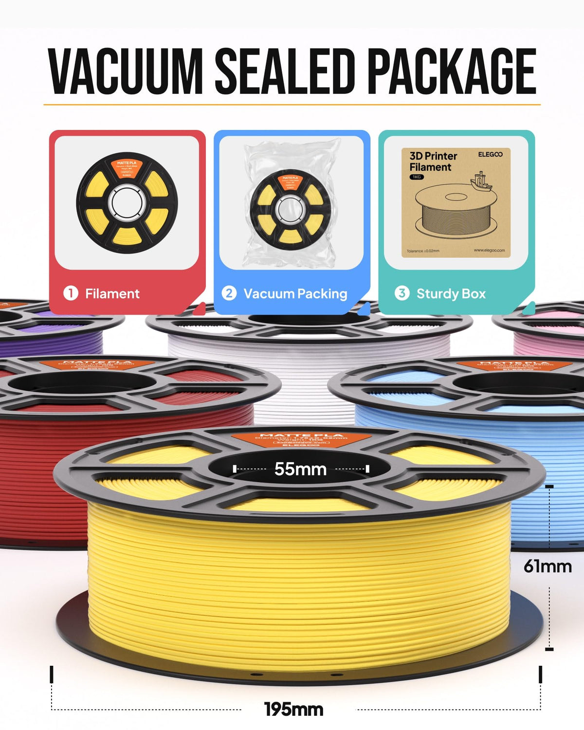 ELEGOO Matte PLA 3D Printer Filament 1.75mm Navy Blue 1KG