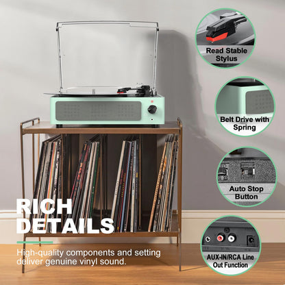 Seasonlife® Record Player for Vinyl Turntable with Speakers,Pale Purple