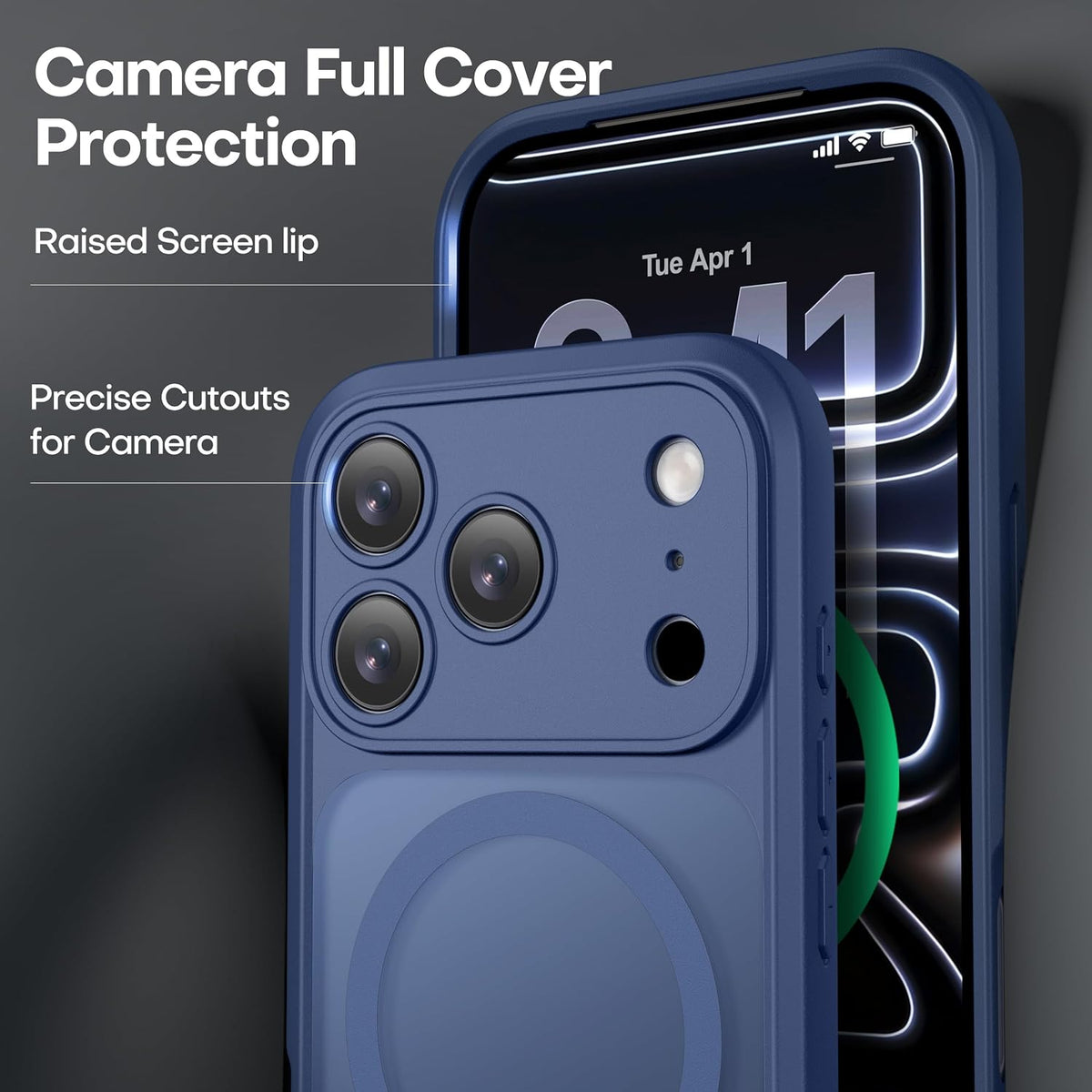 ImpactStrong Magnetic Guard Designed for iPhone 17 Air Case [Camera Protection] [Military Grade Drop Tested] [Compatible with MagSafe] Slim Translucent Matte Phone Case (6.6") - Navy Blue