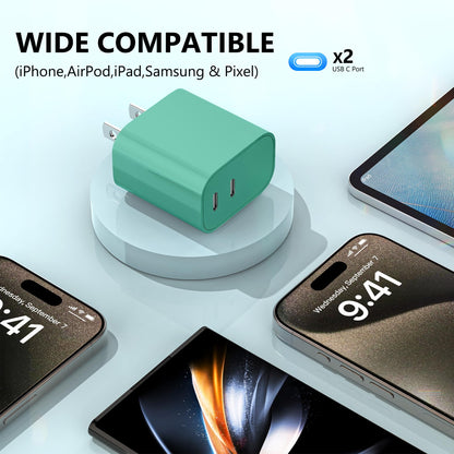 USB C Charger Block 3 Pack, Dual Port 20W Fast Wall Plug