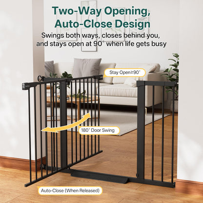 InnoTruth 27-36.6 in Wide Baby Gate for Stairs and Doorways, Black