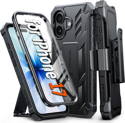 FNTCASE for iPhone 16 Case with Belt Clip and Built-in Screen Protector