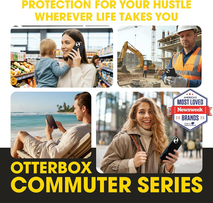 OtterBox iPhone 14 & iPhone 13 Commuter Series Case - BLACK , slim & tough, pocket-friendly, with port protection