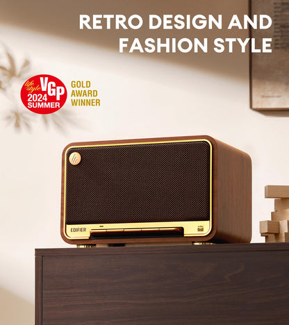 Edifier D32 Retro Wooden Tabletop Wireless Speaker AirPlay2, White