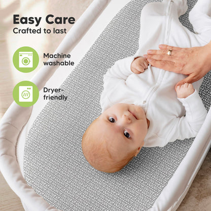 2pk Organic Baby Bassinet Sheets Boys, Girls, Fitted Sheet (Soft White)