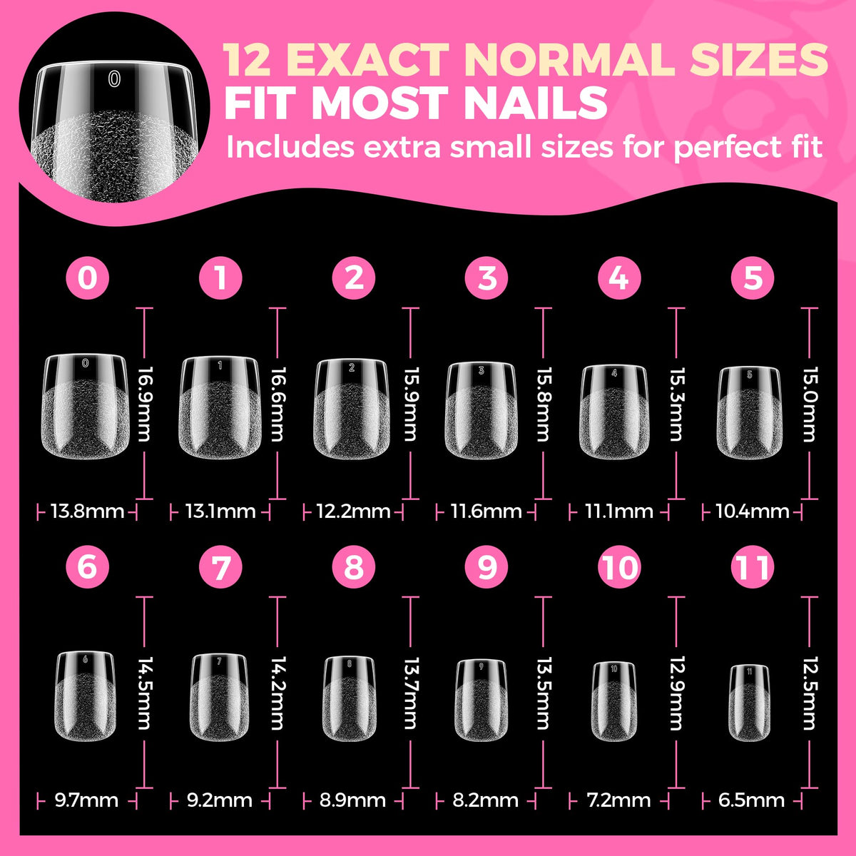 UNA GELLA Short Sharp Square Nail Tips 504pcs X-Soft Flat Square Nails