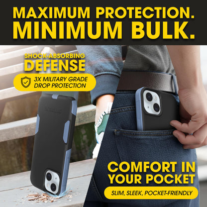 OtterBox iPhone 17e, 16e, 15, 14, & 13 Commuter Series Case - Black, Slim & Tough, Pocket-Friendly, with Port Protection - Thin & Protective iPhone Case, Dual-Layer, Impact Absorbing iPhone Case