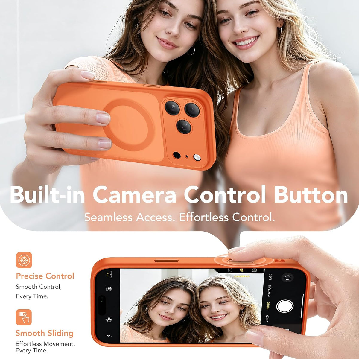Magnetic Shockproof for iPhone 18 Pro & iPhone 17 Pro Case, Sunset Orange