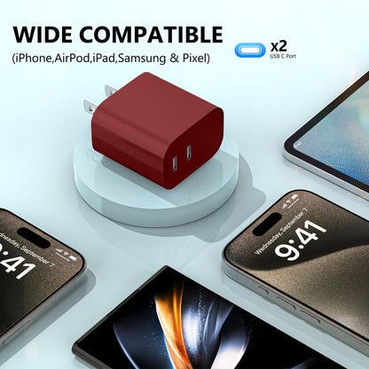 USB C Charger Block 3 Pack, Dual Port 20W Fast Wall Plug