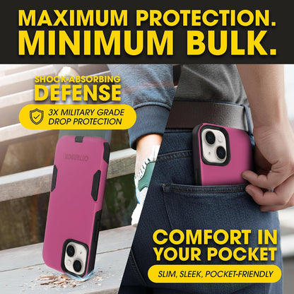 OtterBox iPhone 14 & iPhone 13 Commuter Series Case - BLACK , slim & tough, pocket-friendly, with port protection