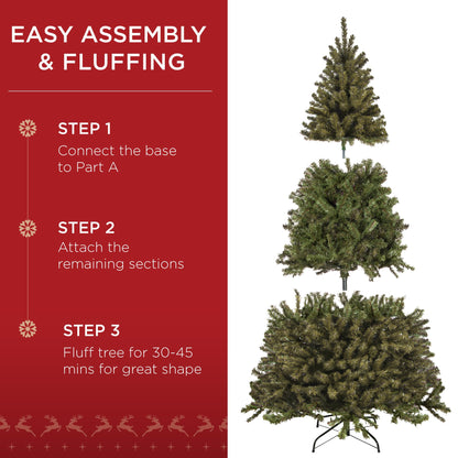 Best Choice Products Artificial Christmas Tree, 6ft Premium Unlit Realistic Spruce Holiday Décor w/Dense Branches, Easy Assembly, Metal Base - Green Spruce