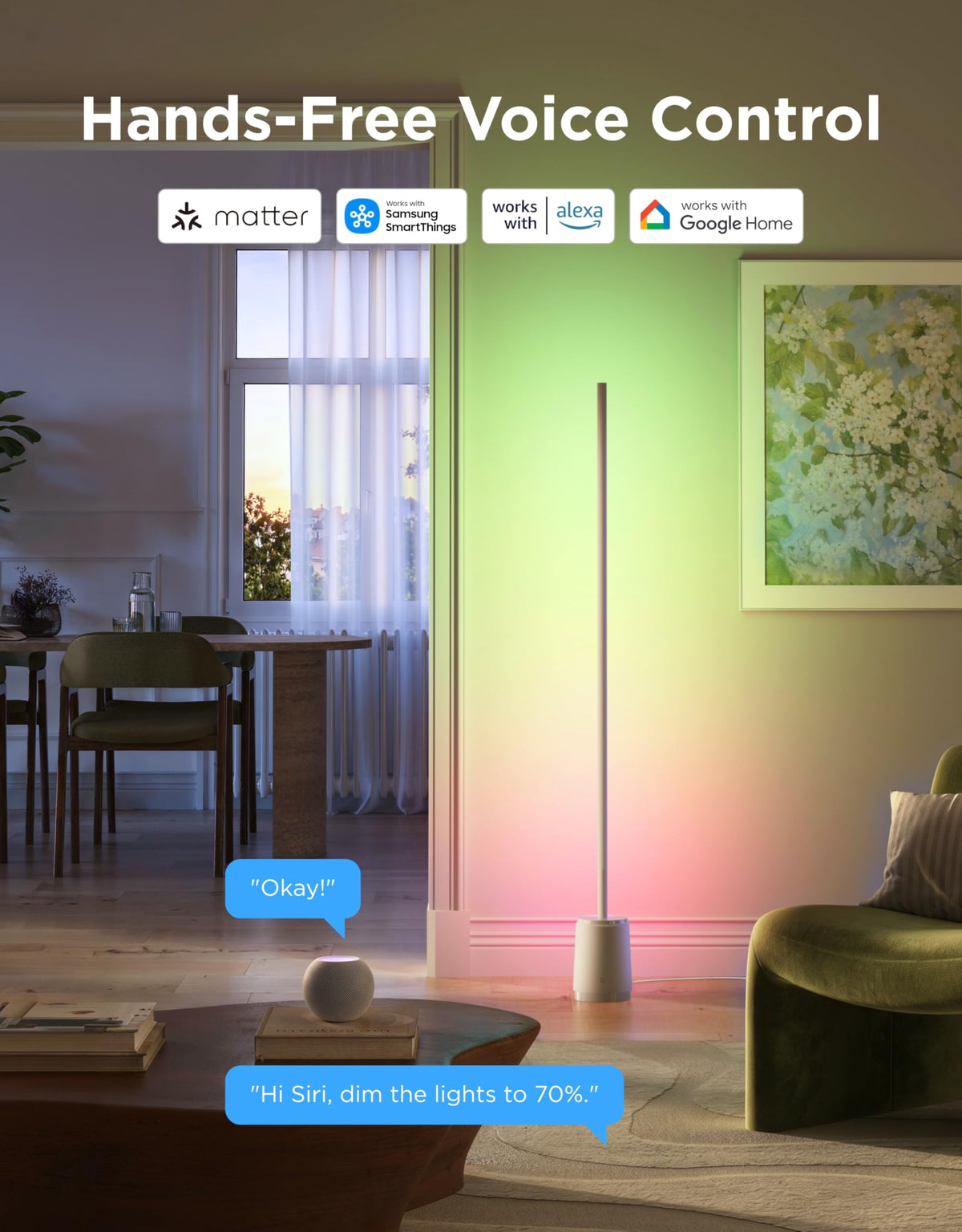 Govee Floor Lamp 3 Lite, Smart RGBIC LED Corner Lamp for Living Room