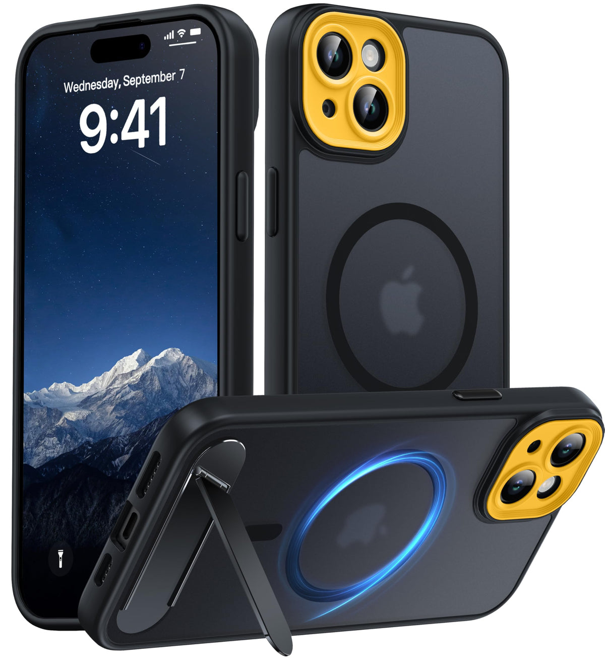 Magnetic Compatible with iPhone 16 Case, [Built-in Kickstand][Full Camera Protection][Compatible with MagSafe][Anti-Fingerprint] Shockproof Phone Case for iPhone 16 6.1",Brown