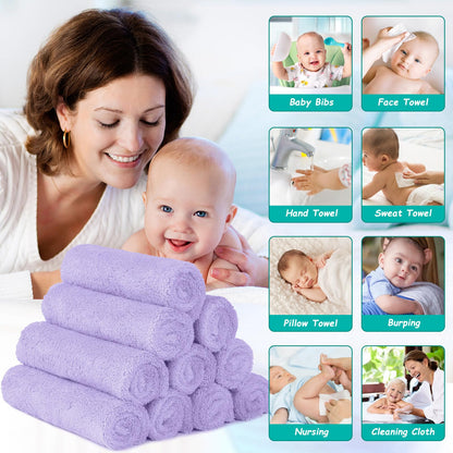 HOMEXCEL Baby Washcloths 24 Pack Microfiber Coral Fleece Soft Wash Cloths