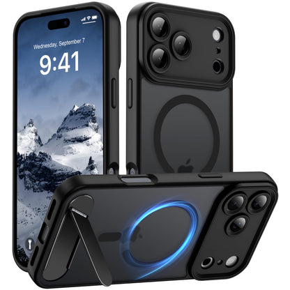 Magnetic Compatible with iPhone 16 Case, [Built-in Kickstand][Full Camera Protection][Compatible with MagSafe][Anti-Fingerprint] Shockproof Phone Case for iPhone 16 6.1",Brown