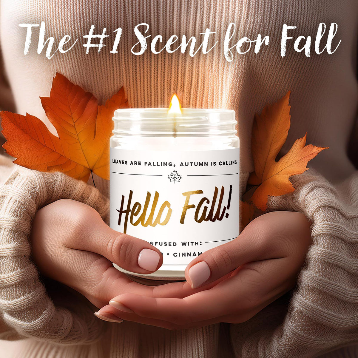 Wax & Wit Fall Candles for Home Scented – Apple, Cinnamon, Clove, Orange – Perfect Home Décor Gifts for Autumn, Holiday, Christmas, Winter - 9oz, Soy Wax, 50 Hour Burn