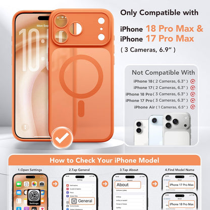 Magnetic Shockproof for iPhone 18 Pro & iPhone 17 Pro Case, Sunset Orange
