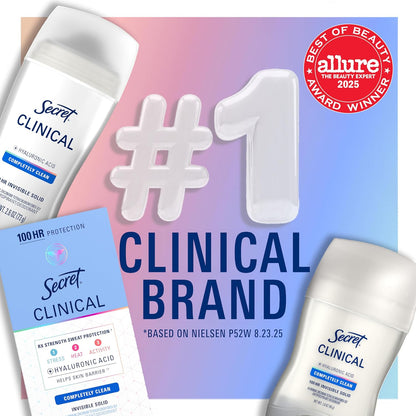 Secret Clinical Antiperspirant Deodorant for Women, Completely Clean 2.6 oz