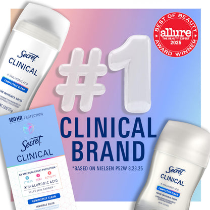 Secret Clinical Antiperspirant Deodorant for Women, Completely Clean 2.6 oz