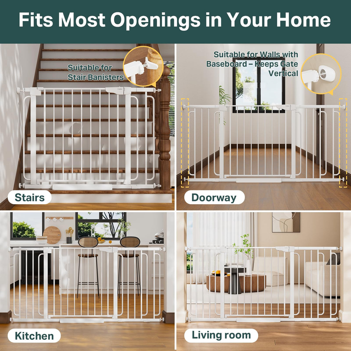 Cumbor 29.7-51.5 in Extra Wide Baby Gate for Stairs, Dog Gate Indoor Black