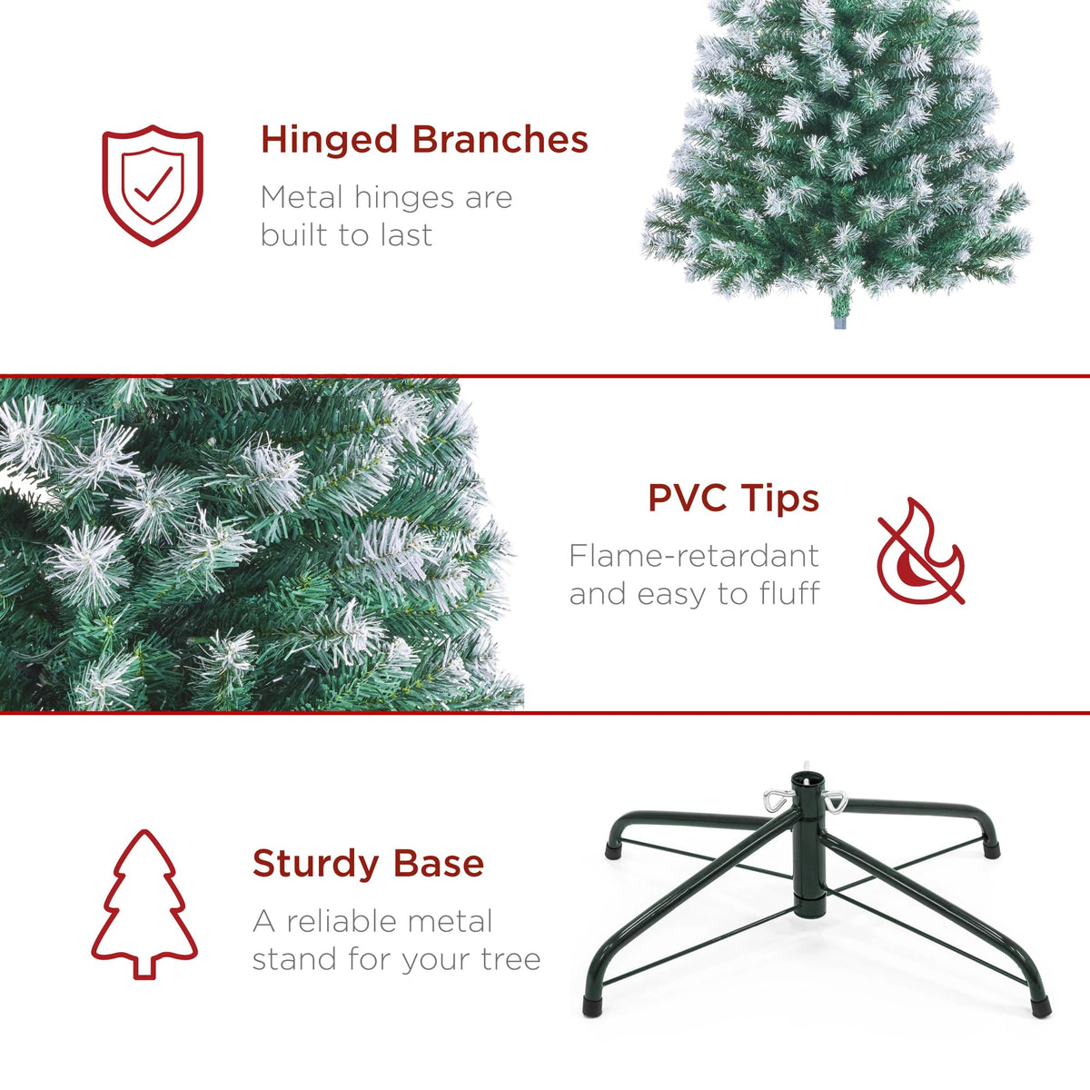 Best Choice Products Artificial Christmas Tree, 6ft Premium Unlit Realistic Spruce Holiday Décor w/Dense Branches, Easy Assembly, Metal Base - Green Spruce