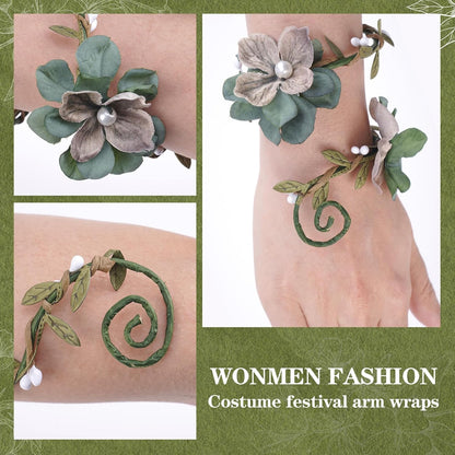 FRESHME Renaissance Fairy Floral Arm Wrap - 1 PC Elf Bracelet Forest Mother Nature Costume Renfaire Cosplay Fairy Accessories