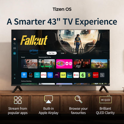 HYE 43" LED Smart TV - 4K Ultra HD, Samsung Tizen OS & Gaming Hub, Black