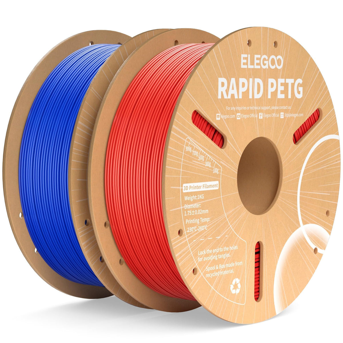 ELEGOO Rapid PETG 3D Printer Filament 1.75mm Black 1KG