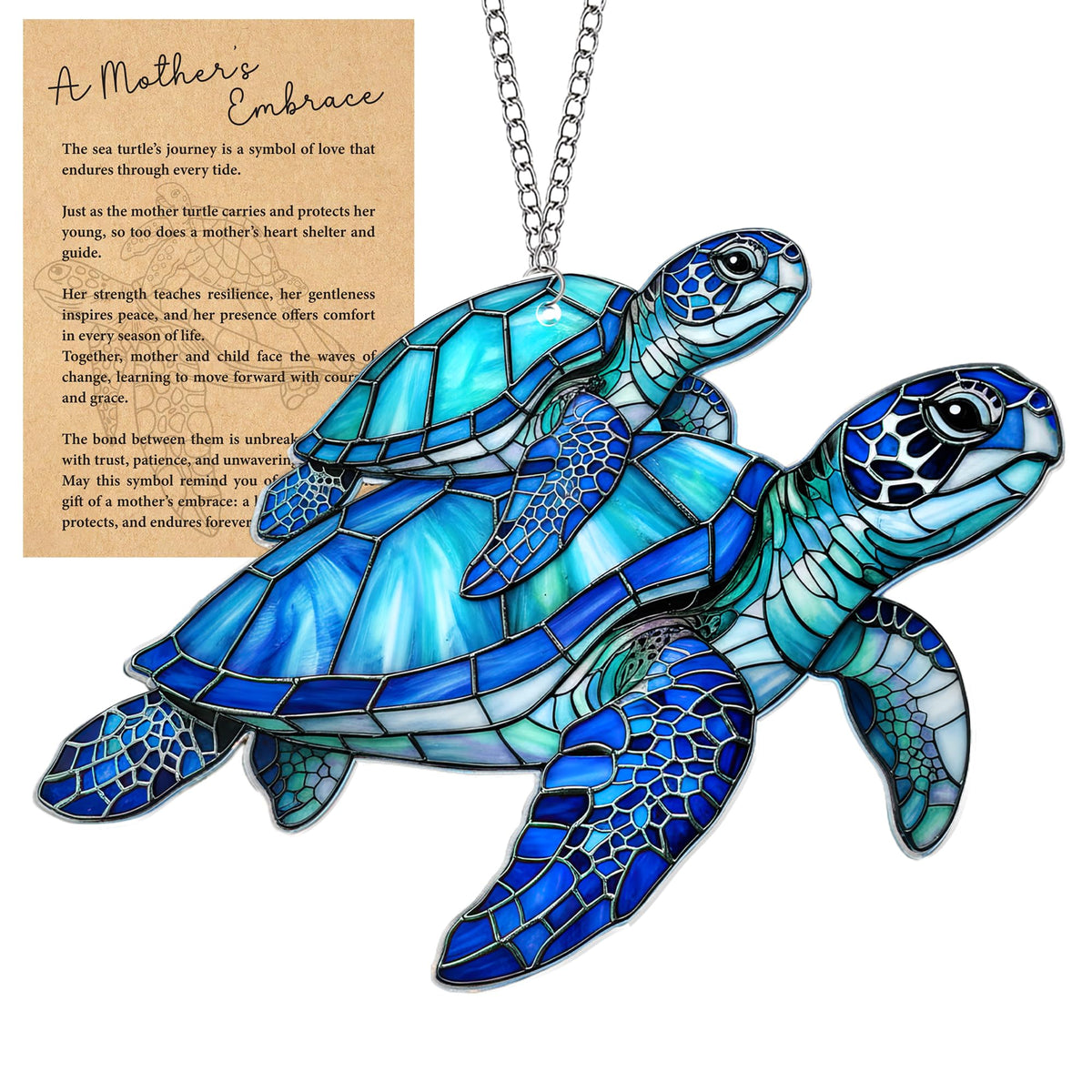Sea Turtle Gift for Women, Mom & Daughter Christmas Ornament with Card