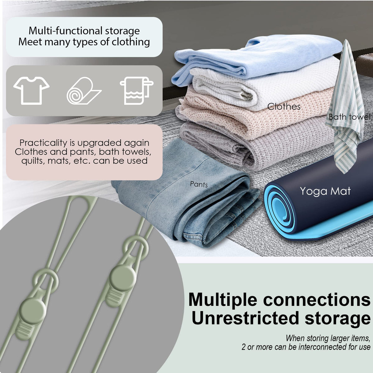 Silicone Cable Ties, Cord Organizer Cable Management,2Sizes-Grey