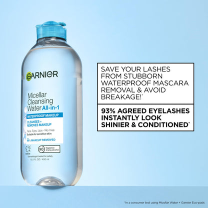 Garnier SkinActive Micellar Water For Waterproof Makeup, Facial Cleanser & Makeup Remover, 13.5 Fl Oz (400mL), 1 Count (Packaging May Vary)