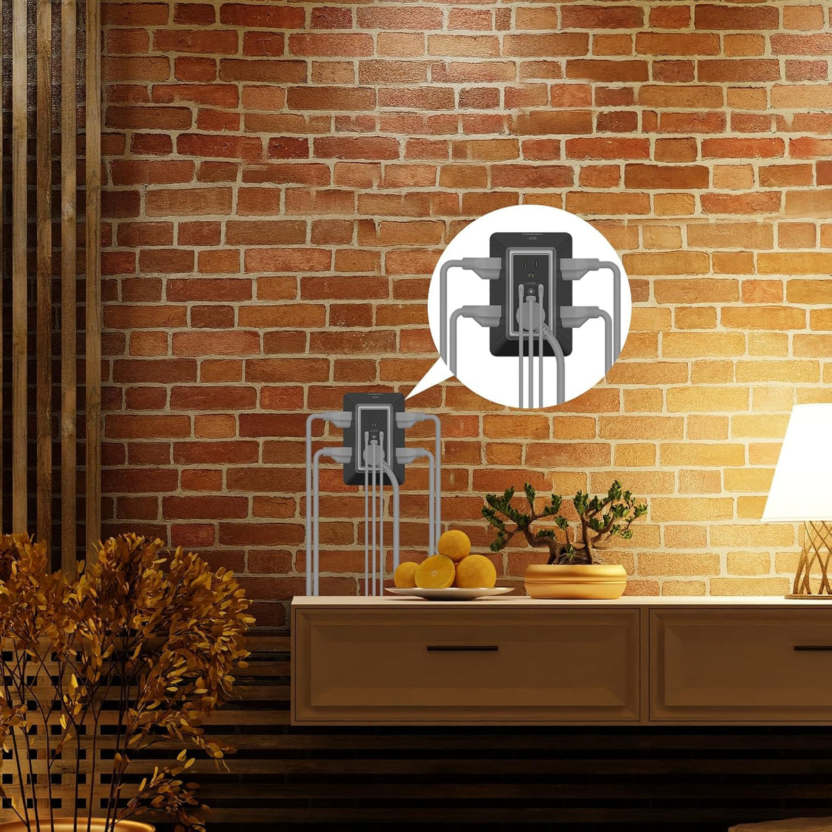 Multi Plug Wall Outlet Night Light, POWRUI 6 Outlet Extender & 3 USB Ports
