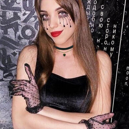 Halloween Heart Necklace for Women Vampire Raven Choker Necklace