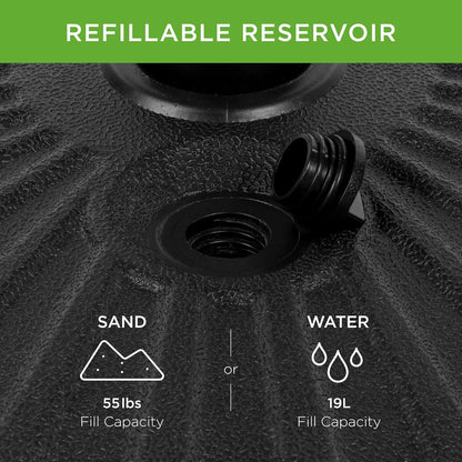 Best Choice Products Fillable Umbrella Base Stand Round Sunburst Plastic Patio Umbrella Base Stand, Pole Holder for Outdoor, Lawn w/ 55lbs Weight Capacity, Adjustment Knob