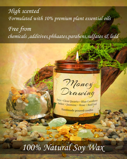 Healing Energy Candle, Negative Energy Cleansing,Soy Aromatherapy, Handmade Crystal Candle for Soothing.(Healing)