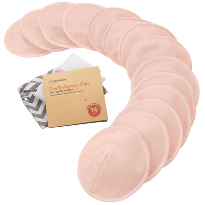 Organic Nursing Pads, 14 Washable Breast Pads,Wash Bag (Neutrals, XL 5.6")