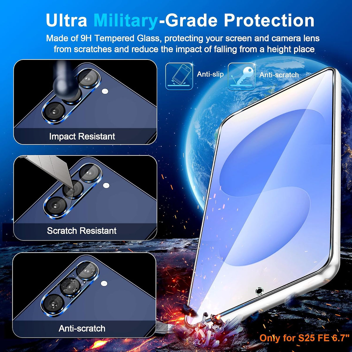 firtstnow 3 Pack for Samsung Galaxy S26 Ultra Screen Protector Tempered Glass + 3 Pack Camera Lens Protector, Military Grade Shatterproof, 9H Hardness, Fingerprint Unlock,Case Friendly 6.9 Inch