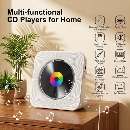 Gueray CD Player Portable Bluetooth Desktop CD Player for Home (Black)