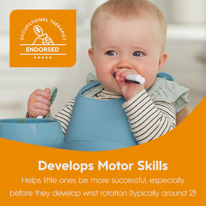 NumNum Baby Spoons Self Feeding 6 Months, 2-Pack Blue/Orange
