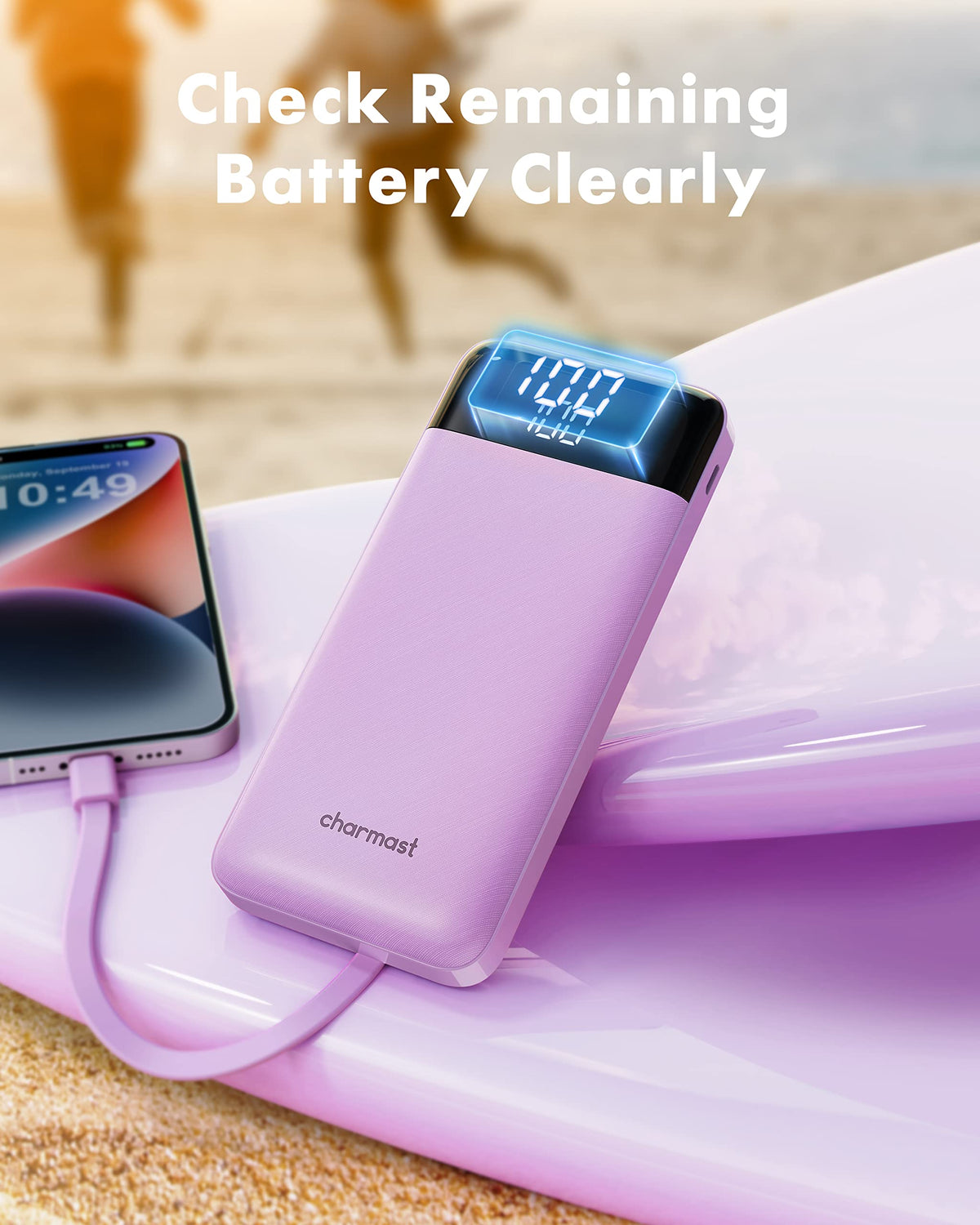 charmast Portable Charger Power Bank with Reinforced Built-in 4 Cables