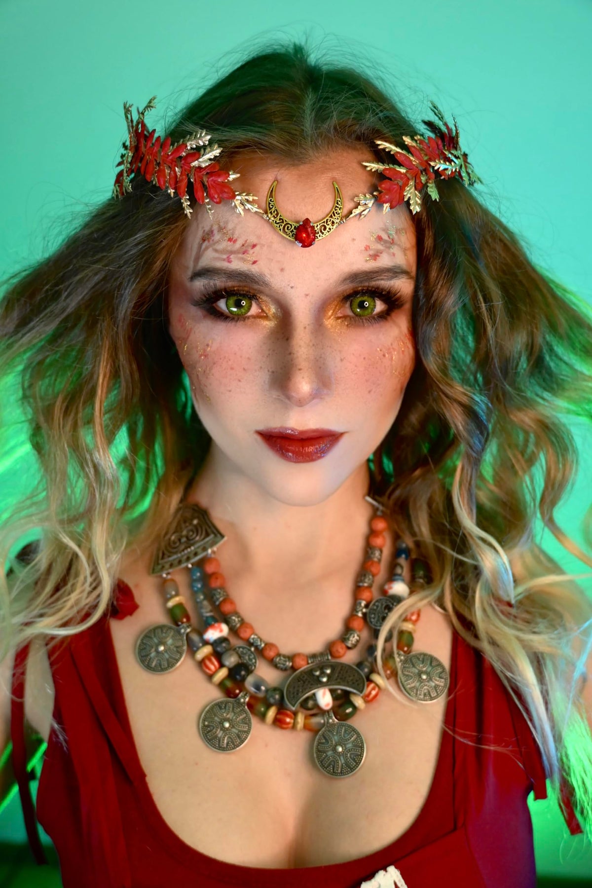 MOSTORY Renaissance Fairy Flower Crown, Woodland Elf Crown Headpiece