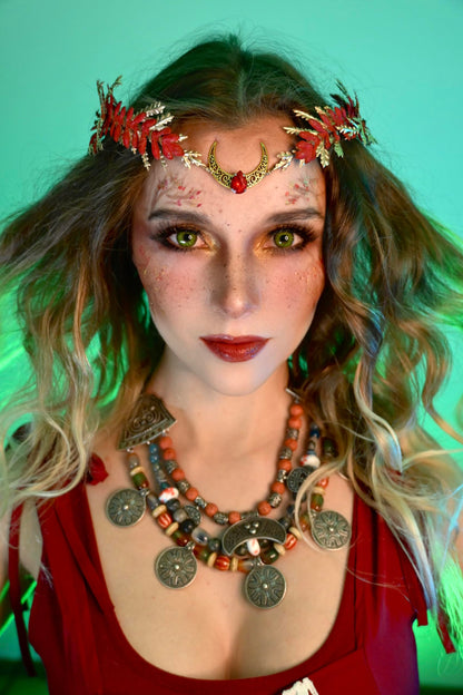 MOSTORY Renaissance Fairy Flower Crown, Woodland Elf Crown Headpiece