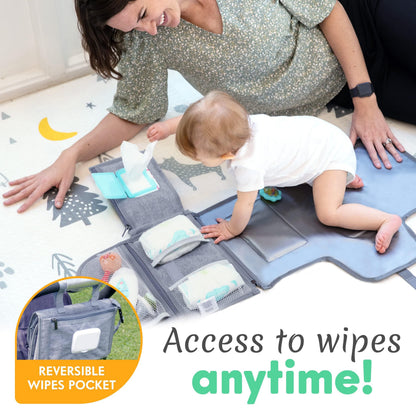 Kopi Baby Portable Diaper Changing Pad, Wipes Pocket, Classic Black Arrows