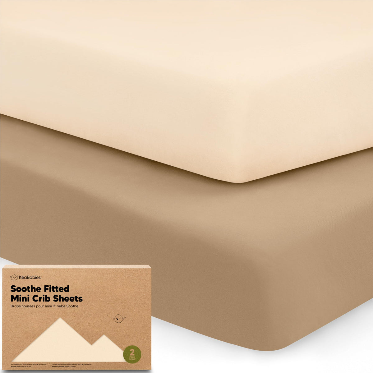 2pk Mini Crib Sheets Fitted 38x26 Pack N Play Mattress Sheet (Bumble Bear)