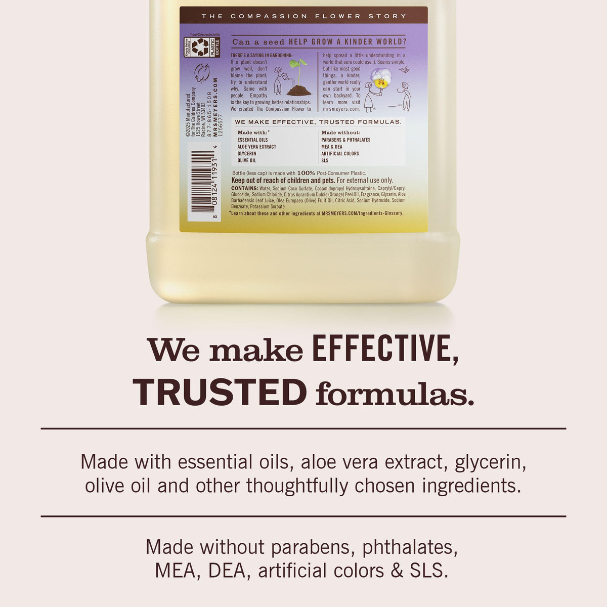 MRS. MEYER'S CLEAN DAY Hand Soap Refill, Lemon Verbena Scent, 33 Fl Oz Bottle