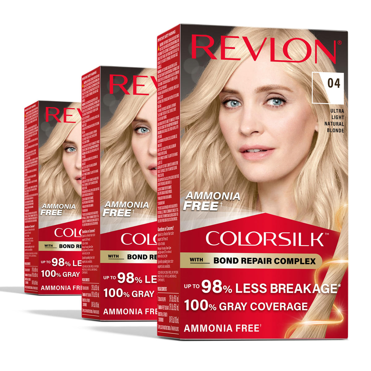 Revlon ColorSilk with Bond Repair Hair Color, 51 Light Brown, 3pk