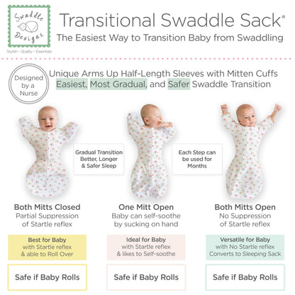 SwaddleDesigns Transitional Swaddle Sack, Cotton, Heathered Gray, 6-9mo