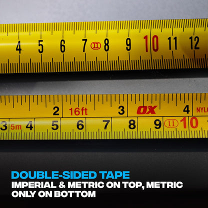 OX Pro Dual Auto Lock Tape Measure 5m, Magnetic Hook, Metric & Imperial