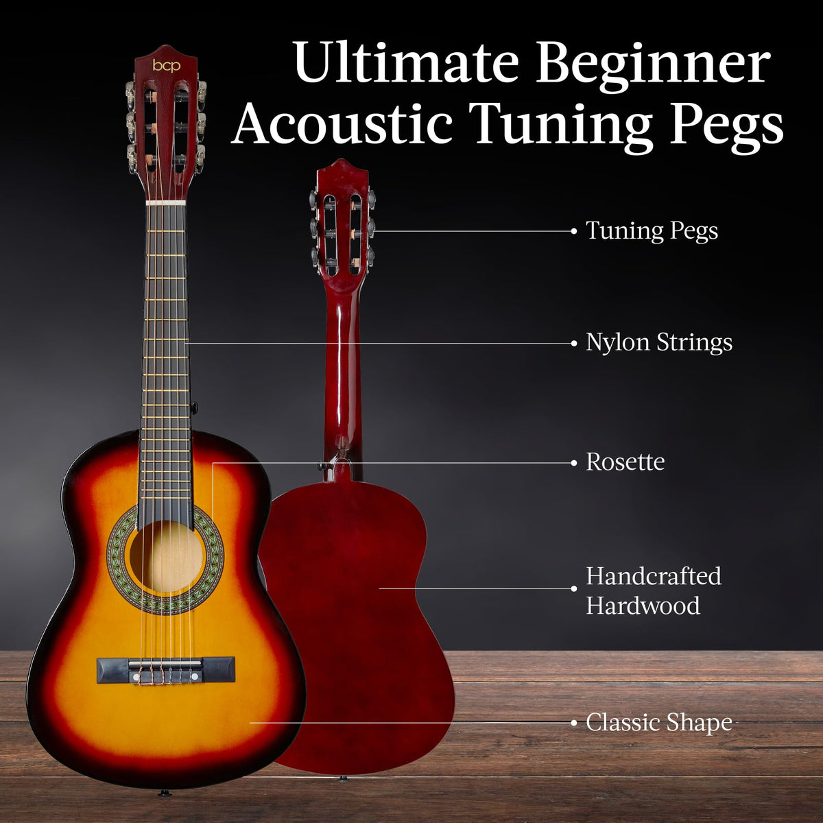 Best Choice Products 30in Kids Acoustic Guitar, All-in-One Beginner Starter Kit w/Strap, Case, Extra Strings, Rosette Inlay - Pink