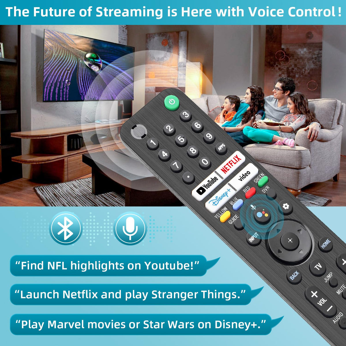 Rechargeable TV Remote for Samsung Smart TVs. Replacement Voice Remote.